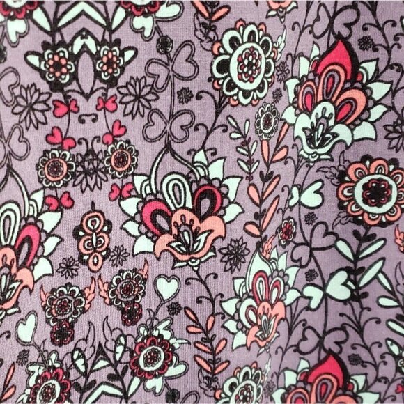 Lularoe Womens Purple Floral Short Sleeve Tunic Top Medium - Picture 3 of 5